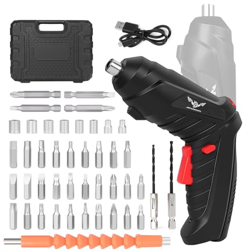 JENABOM 47 IN 1 klein Mini Elektrischer Schraubendreher, Akku-Bohrschrauber-Bits-Set wiederaufladbar, 3.5N.m Max Drehmoment elektrischer drehbarer Bohrschrauber