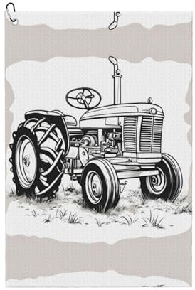 SSIMOO Serviette de golf à usage général, motif tracteur de dessin animé, accessoire de golf personnalisé pour homme, absorbant et polyvalent