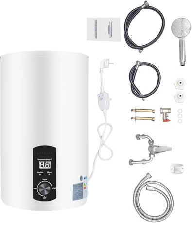 Elektrisk varmvattenberedare 50 l, 2 KW 220 V IPX4 vertikal LED-genomströmningsvärmare förvaring vattenvärmare kall och varm vattenvärmare elektrisk varmvattenberedare ABS vägghängd varmvattenberedare