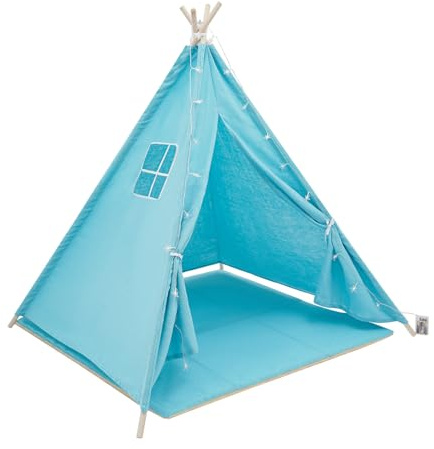 Tente Enfant Pliable Tipi Enfant Interieur avec Tapis Et Fenêtre,Chaîne De Lampes,pour Salon, Chambre d'enfant, Chambre à Coucher, Camping