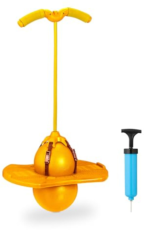 Relaxdays Salterello per Bambini, Pogo Stick con Palla Salta-Salta e Manici, Max. 100 kg, 74x39x29 cm, Gioco da Esterno