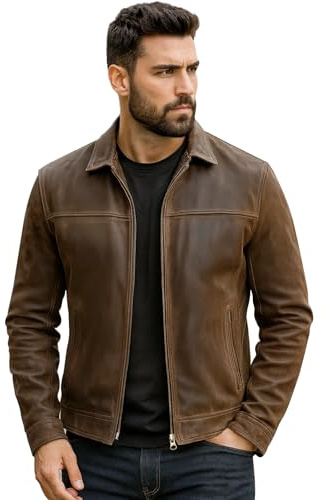 Vintage Mens Cafe Racer Biker Leather Jacket-New Men Genuine Leather Jackets