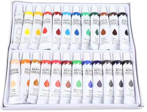 CHICIRIS Ensemble de Peinture Acrylique 24 Couleurs, Peintures Acryliques Lissantes et Vibrantes pour Artistes, Débutants, étudiants, Séchage Rapide et Excellente Couverture, Convient pour Toile,
