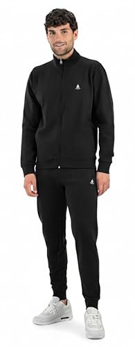 NavyBlue Yacht Tuta Uomo Estiva in Cotone French Terry - Full Zip in Felpina Leggera, Ideale per la Primavera e l’Autunno. Taglie OverSize (IT, Testo, 5XL, Regular, Regular, 2780 Nero)