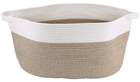60L 53 x 38 x 29 cm Gran Cesto para Ropa Trenzado, Material de Algodón, Resistente con Asas de Cuero, Diseño Plegable, Almacenamiento Versátil para Dormitorio, Habitación Infantil