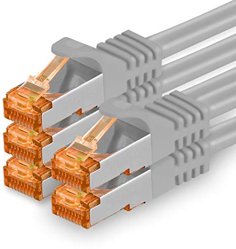 1aTTack.de Câble Réseau Cat7 Cat 7 10 GB/s SFTP - 5x 3,0m - RJ45 Ethernet LAN DSL Routeur Modem - Gris