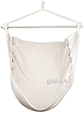 Hängematte Schaukel Stuhl mit Stahl Spread Bar Breiter Sitz Große Hängematte Stuhl (Beige)