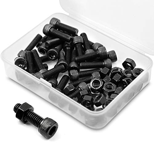 M6 x 16 mm 40 st cylindriska skruvar sexkantsbult helt gängade bultar och muttrar i kolstål 12,9 (svart)