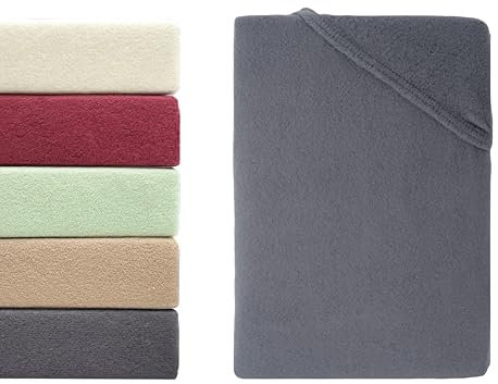 Winterflausch Boxspringbett Spannbettlaken | Spannbetttuch Teddyflausch 80% Baumwolle & 20% Mikrofaser | OEKO-TEX®Standard 100 - In vielen Größen und Farben | 180 - 200 x 200 - 220 cm Anthrazit