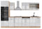 Vicco Küchenzeile R-Line, Weiß Hochglanz/Goldkraft Eiche, 300 cm mit Hochschrank, ohne Arbeitsplatte