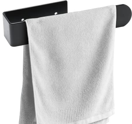 BillyBath Handtuchhalter ohne Bohren Schwarz, Geschirrtücher, Gästehandtuchhalter, Badetuchhalter, Selbstklebende Halterung für Küche Bad Handtuch (20cm)