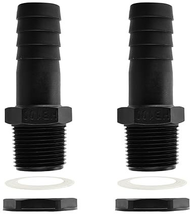 2 Pièces Trop Plein Cuve 25mm, Passe Paroi Cuve, Raccord Tuyau 25mm 1 Pouce, Raccord De Tonneau d'eau De Pluie 1 Pouce, Passe Paroi Cuve Eau, Kit de Jumelage Cuve Raccordement pour Citernes De Pluie