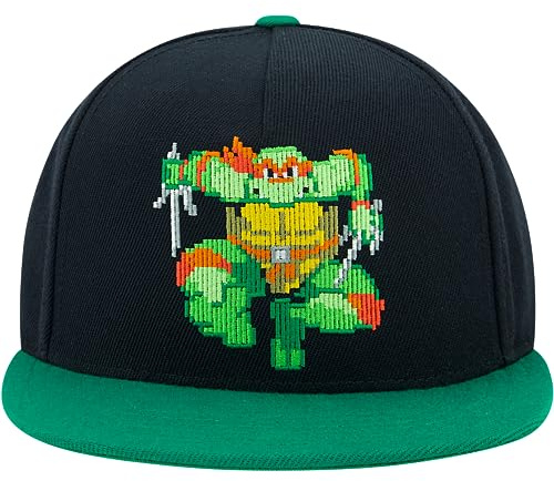Concept One Teenage Mutant Ninja Turtles Cap, TMNT Adult Skater Snapback Baseball Hat with Flat Brim, Black, One Size