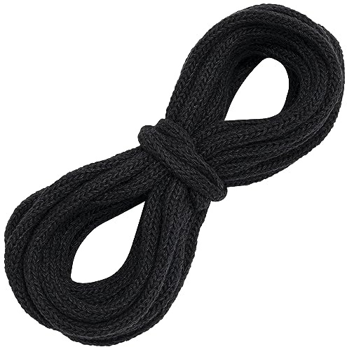 AERZETIX - C67835 - Cordón/Hilo/Cuerda de decoración Trenzado 5 m x 6mm - en algodón - Color Negro