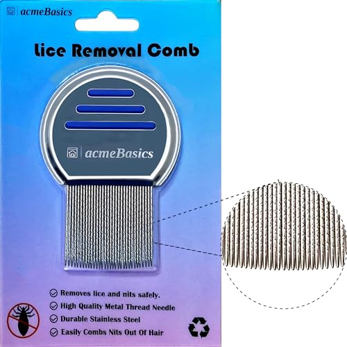 Acme Basics Lice Comb, Premium Quality Stainless Steel Lice and Nit Comb for Head Lice Treatment for Kids and Adults. Professional, Durable and Reusable