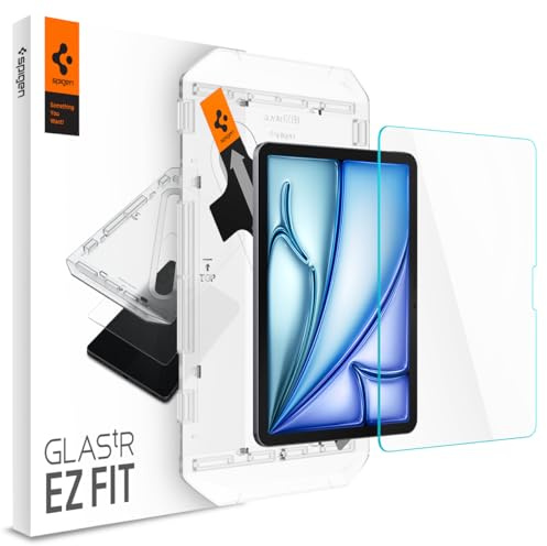 Spigen Glas.tR EZ Fit Schutzglas kompatibel mit iPad Air 11 Zoll M4(2026), M3(2025), Zoll M2(2024), Installationsschablone, Kristallklar, 9H Folie