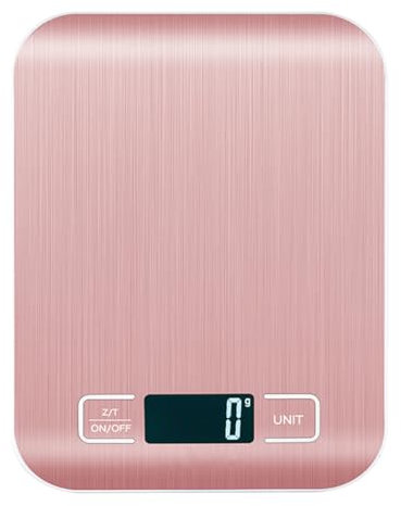 Balance de cuisine numérique 5 kg/1 g avec écran LCD, 6 unités, fonction tare Accessoires de cuisine pour la cuisson, le café, les aliments pour animaux, cadeaux pour femme, rose