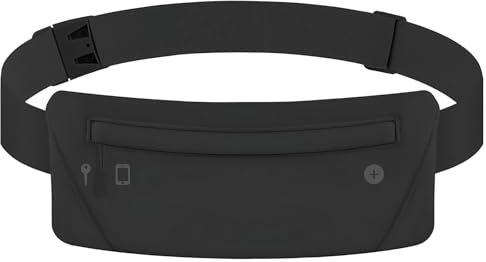 LHOEST Laufgürtel für Handytasche Joggen, Bauchtasche Herren Damen Sport, Elastischer Laufgürtel Handy, Lauftasche Jogging Tasche für Laufen Joggen Zubehör Running Belt, Schwarz