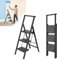 Froadp Trittleiter 3 Stufen Klappbar rutschfeste Stehleiter Eisen Klappleiter Multifunktionale Leiter mit Handlauf Tritthocker Haushaltsleiter für Haus Küche und Außenbereich Belastbar bis 250 kg
