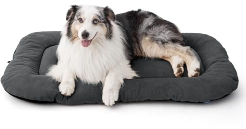 BEDSURE waschbar Hundekissen für Grosse Hunde - dünne Hundebette Grosse Hunde, Weiche und Bequeme Hundematte mit Rutschfester Unterseite- 120x74 cm, Dunkelgrau