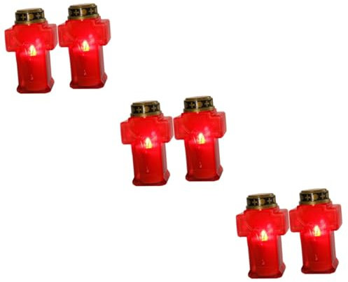 jojofuny 3 Ensembles Bougie Électronique Croix Funéraires pour Cimetière Bougie Chauffe-Plat Bougies De Pilier De Batterie Croix Commémorative Illuminé Rouge Plastique 2 Pièces * 3