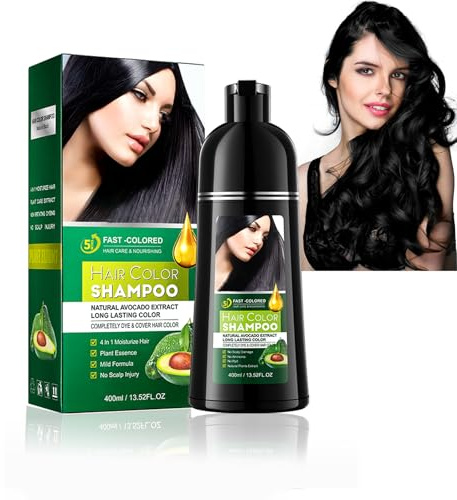 Hair Dye Shampoo,Champu Canas,Champú Tinte Cubre Canas,400ml Shampoo Tinte Negro 3 En 1,Cubre Canas InstantáNeo,Color Duradero,Shampoos Y Tinte Para Pelo Y Barba,RáPido Y FáCil De Usar