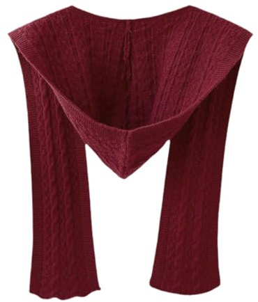 Perfeclan Scarf with Hood Headgear Casual Headscarf Hooded Scarf for Women Walking Autumn, Dark Red