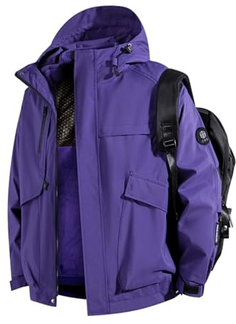 MOYACROS 3-in-1 Ski Jacket Waterproof Windproof Winter Coat Hooded Snow Jacket with Warm Fleece Liner (US, Alpha, Large, Regular, Regular, Purple)