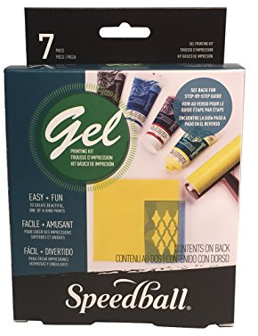 Speedball Monoprinting Starter Kit, Gel Printing Plates, Water-Soluble Block Printing Ink, Soft Rubber Brayer, Block Printing Ink Retarder, Printmaking Gift, Arts Craft Tool, Supplies, Monotype Print