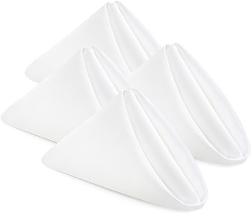 Utopia Home [24 Pack, White] Cloth Napkins 17x17 Inches, 100% Polyester Hemmed Edges, Washable and Reusable Ideal for Parties, Weddings and Dinners