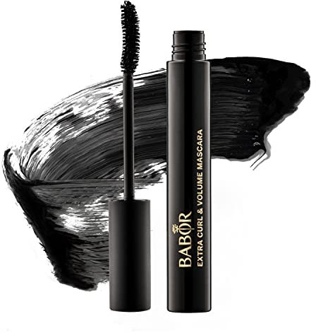 BABOR MAKE UP Extra Curl & Volume Mascara black, für perfekt geschwungene Wimpern + maximale Dichte, Fülle & Länge, mit Faser-Bürste, 10 ml