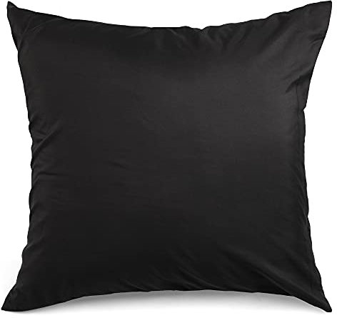 ATsense 2er Set Kissenbezug 80x80 cm - 100% Baumwolle, Schwarz Kopfkissenbezug mit Reißverschluss, Super Weicher Kissenbezug, ÖkoTex Zertifiziert für Allergiker Geeignet
