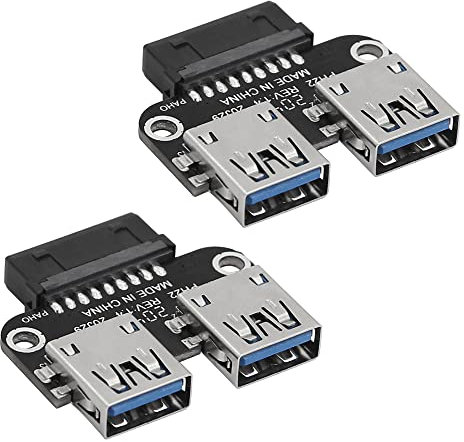 CERRXIAN 2 adattatori da 19 pin a doppia USB 3.0 A, scheda madre da desktop 19/20 pin Prot a doppia USB 3.0 femmina, PCBA tipo piatto