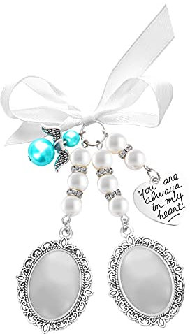 Yolev 1 Pack Bouquet De Mariage Charme Bouquet de Mariée Photo Wedding Bouquet Charm Mémoire de Mariée Arc Perle Charme Fiançailles Décoration de Fête de Mariage