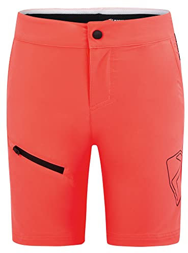 Ziener Kinder Natsu Fahrrad-Shorts mit Innenhose - Mountainbike/Outdoor/Freizeit - atmungsaktiv,schnelltrocknend,gepolstert, Signal Peach, 176