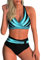Adigaber Damen Zweiteiliger Badeanzug V Ausschnitt überkreuztes Blumenmuster Bikini Bademode Bauchkontrolle Bikini Sets