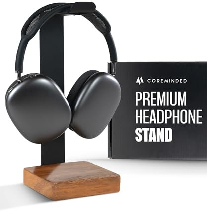 Headphone Stand For Desk, Wooden Headset Stand For Desk, Headphone Holder Desk Stand Wood, Gaming Headphone Stand, Wood Headphones Stand, Head Phone Stand, Compatible With Airpods Max, Beats - Walnut
