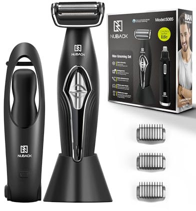 FERRISA Electric Back Shavers for Men, Mens Back Shavers with Adjustable Handle, Wet Or Dry Waterproof Body Hair Trimmer, Cordless Rechargeable Body Groomer Men Kit with Nose Hair Trimmer