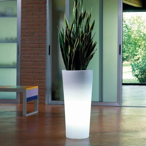 Macetero Luminoso Maceta 60 cm con Luz LED RGB, Cable o batería (Batería Color Luz RGB)