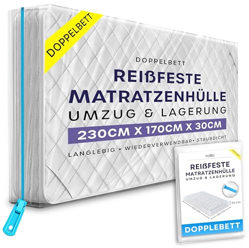 volila Double Mattress Storage Bag with Zipper - 1 Pack Waterproof Mattress Cover for Moving - Mattress Bag to Protect Beds from Stains, Dust, and Pest Damage - Plastic Mattress Cover