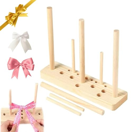 Crea fiocchi per nastri, crea fiocchi lunghi per nastri ghirlanda - crea fiocchi in legno duro con larghezza regolabile nastro in legno per fiocchi natalizi, fiocchi per capelli, corpetti, lavori vari