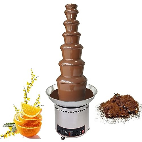 Machine à fontaine à chocolat commerciale Machine à fondue au chocolat électrique à 4/5/6/7 niveaux Fontaine à fromage parfaite pour le fromage nacho, la sauce au chocolat, les mariages,7Tiers