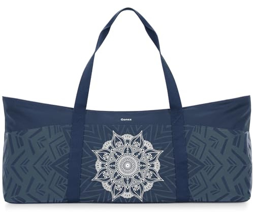 Gonex Yoga Mat Bag, Extra Large Canvas Gym Bag with Waterproof Pocket Metal Zipper, Fits Mat & Blocks, Stylish Yoga Mat Carrier for Women, Ideal for Yoga, Pilates, Workout, Travel, Blue