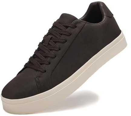 Sneakers Uomo Scarpe Casual in Pelle Scarpe da Ginnastica Passeggio Skateboard Business Marrone Scuro 43