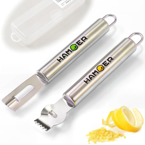 HAMOER Lemon Zester Grater Channel Knife Handheld for Bar Kitchen full Stainless Steel tool set