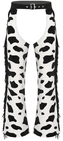 Monduelle Herr cowboybyxor, chaps, ko, mönster, västerländsk, flanellbyxor med fransar, hippa, dansbyxor för halloween, karneval, karneval