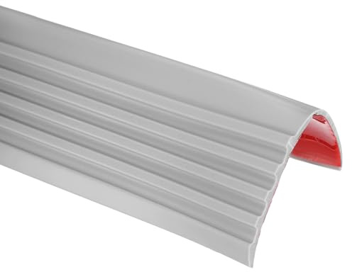 QUARKZMAN 1 Metro Battiscala In Vinile Antiscivolo Autoadesivo Protezione Bordo Gradini Impermeabile Profilo Per Scale Interno Esterno Pavimenti (5cm x 5cm Grigio)