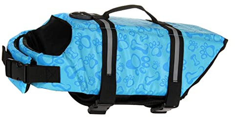 KIMISS Reflective Dog Lifesaver Pet Life Jacket Reflective Breathable Mesh Portable Dog Lifesaver Flotation Vest for Boating Swimming and Beach (S)