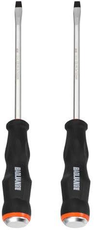 HARFINGTON 2Pcs Magnetic Slotted Screwdriver SL7 x 145mm CR-V Steel Go-thru Flat Screwdrivers with Striking Cap for Industry and Automobile Repair