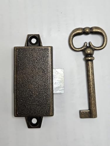 Cierre falleba de puerta de armario color laton cuero con llave 55 x 31 mm cerradura